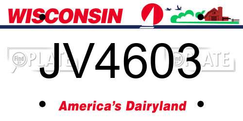 JV4603 Wisconsin License Plate