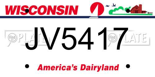 JV5417 Wisconsin License Plate