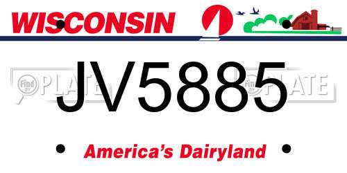 JV5885 Wisconsin License Plate