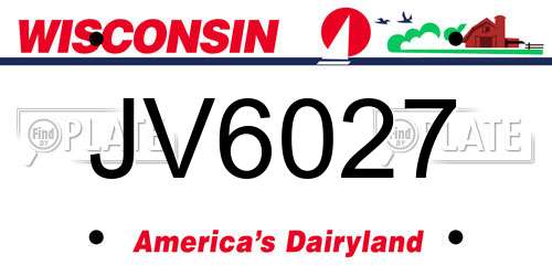 JV6027 Wisconsin License Plate