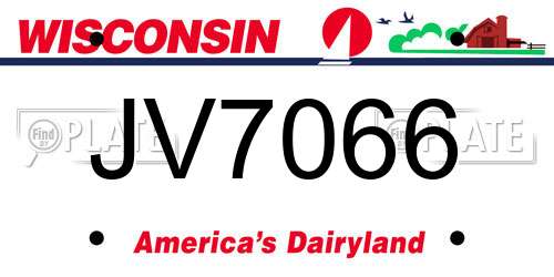 JV7066 Wisconsin License Plate