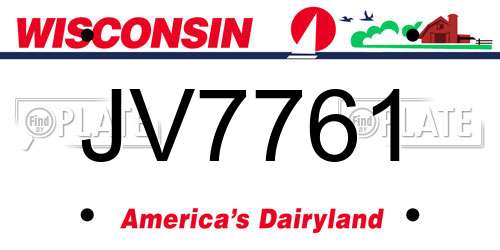 JV7761 Wisconsin License Plate