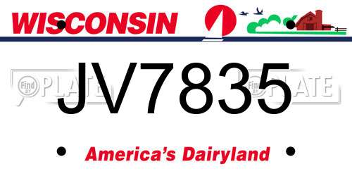 JV7835 Wisconsin License Plate
