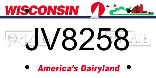 JV8258 Wisconsin License Plate