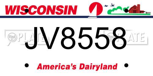 JV8558 Wisconsin License Plate