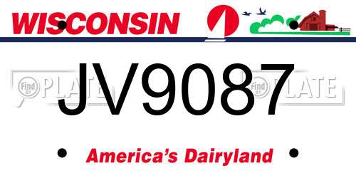 JV9087 Wisconsin License Plate