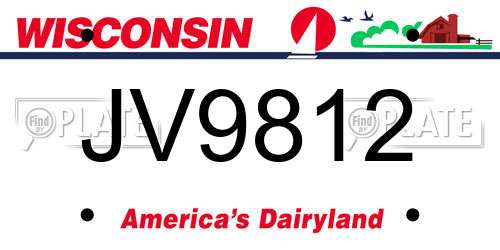 JV9812 Wisconsin License Plate