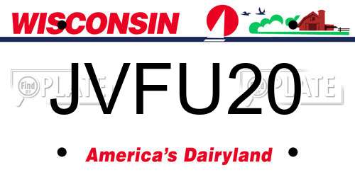 JVFU20 Wisconsin License Plate