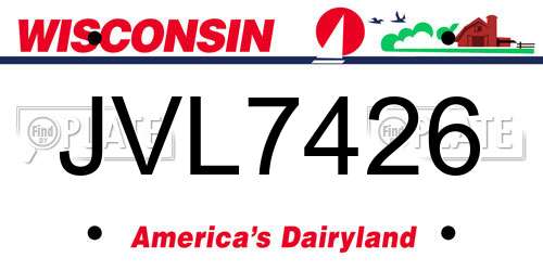 JVL7426 Wisconsin License Plate