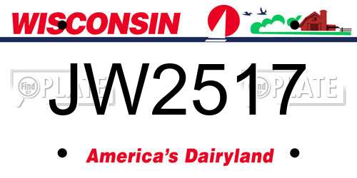 JW2517 Wisconsin License Plate