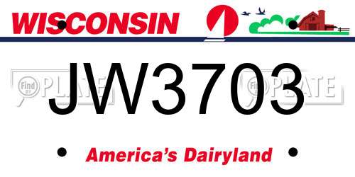 JW3703 Wisconsin License Plate