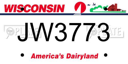 JW3773 Wisconsin License Plate