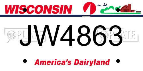 JW4863 Wisconsin License Plate