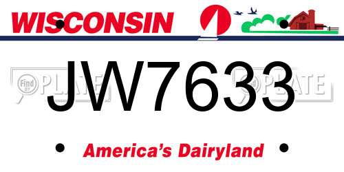 JW7633 Wisconsin License Plate