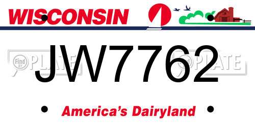 JW7762 Wisconsin License Plate