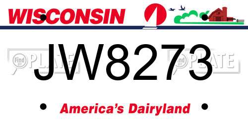 JW8273 Wisconsin License Plate