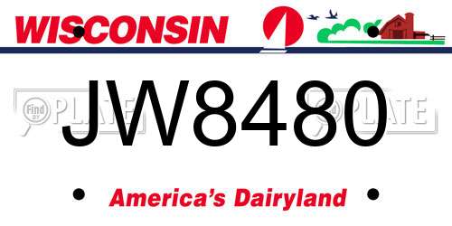 JW8480 Wisconsin License Plate