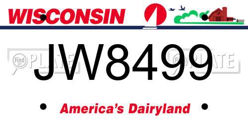 JW8499 Wisconsin License Plate
