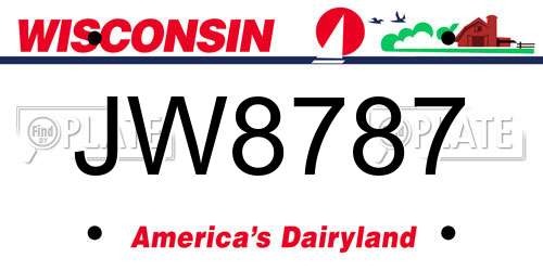 JW8787 Wisconsin License Plate