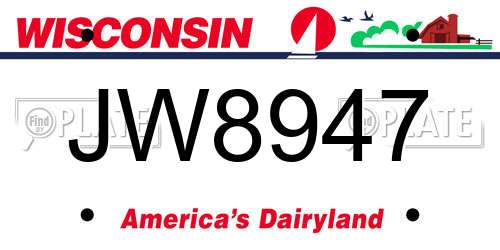 JW8947 Wisconsin License Plate