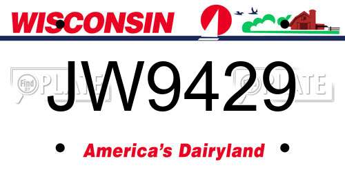 JW9429 Wisconsin License Plate