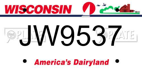 JW9537 Wisconsin License Plate