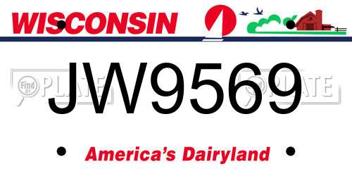JW9569 Wisconsin License Plate