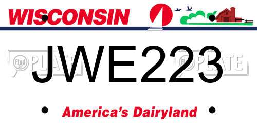 JWE223 Wisconsin License Plate