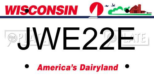 JWE22E Wisconsin License Plate