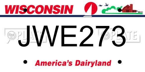 JWE273 Wisconsin License Plate