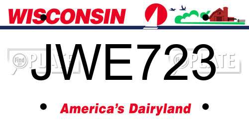 JWE723 Wisconsin License Plate