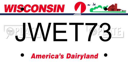 JWET73 Wisconsin License Plate