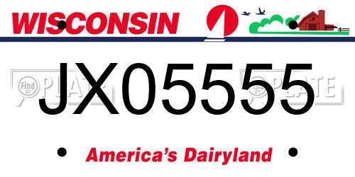 JX05555 Wisconsin License Plate