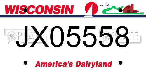 JX05558 Wisconsin License Plate