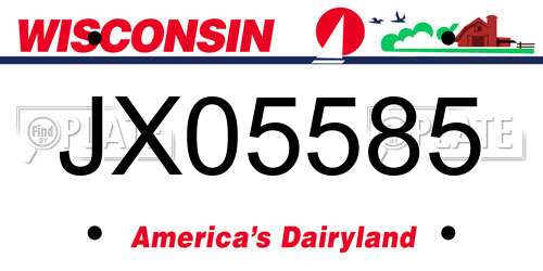 JX05585 Wisconsin License Plate