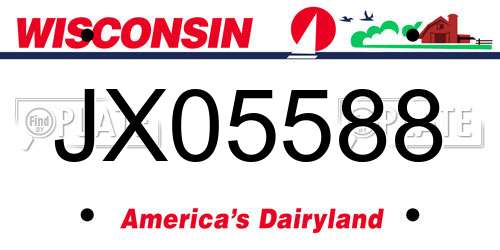 JX05588 Wisconsin License Plate