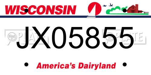 JX05855 Wisconsin License Plate