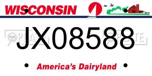 JX08588 Wisconsin License Plate