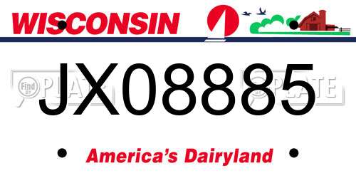 JX08885 Wisconsin License Plate