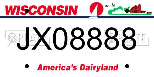 JX08888 Wisconsin License Plate
