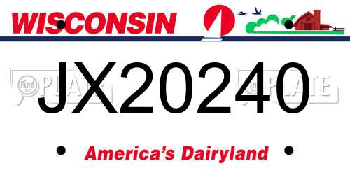 JX20240 Wisconsin License Plate