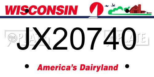 JX20740 Wisconsin License Plate