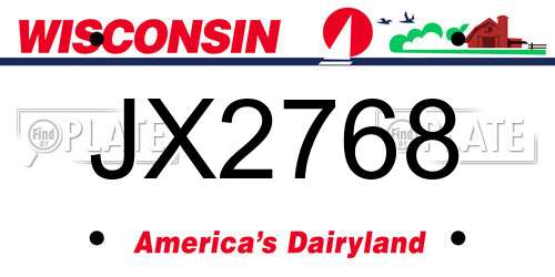 JX2768 Wisconsin License Plate
