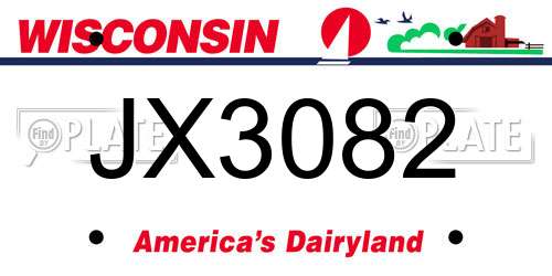 JX3082 Wisconsin License Plate