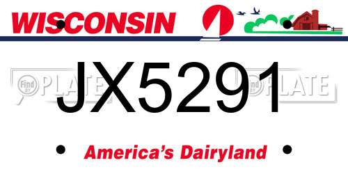 JX5291 Wisconsin License Plate