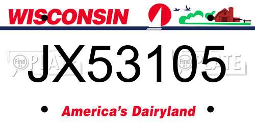 JX53105 Wisconsin License Plate