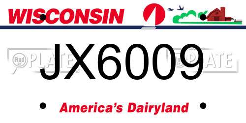 JX6009 Wisconsin License Plate