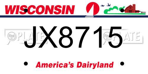 JX8715 Wisconsin License Plate