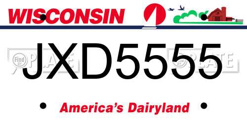 JXD5555 Wisconsin License Plate