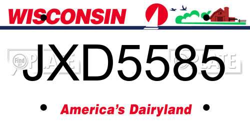 JXD5585 Wisconsin License Plate